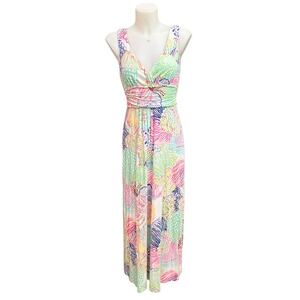 Lilly Pulitzer Sloane Maxi Dress Pink Multicolor Roar of the Seas‎ sz Small